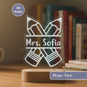 Pens Personalized Teacher Name Light | Custom Appreciation Gift & Decor